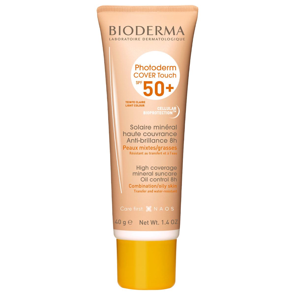 Bioderma Photoderm Cover Touch Protector Solar SPF50+ Tono Claro Efecto Maquillaje, 40 ml