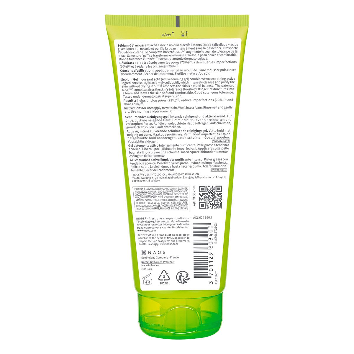 Bioderma Sébium Gel Moussant Actif, 200 ml