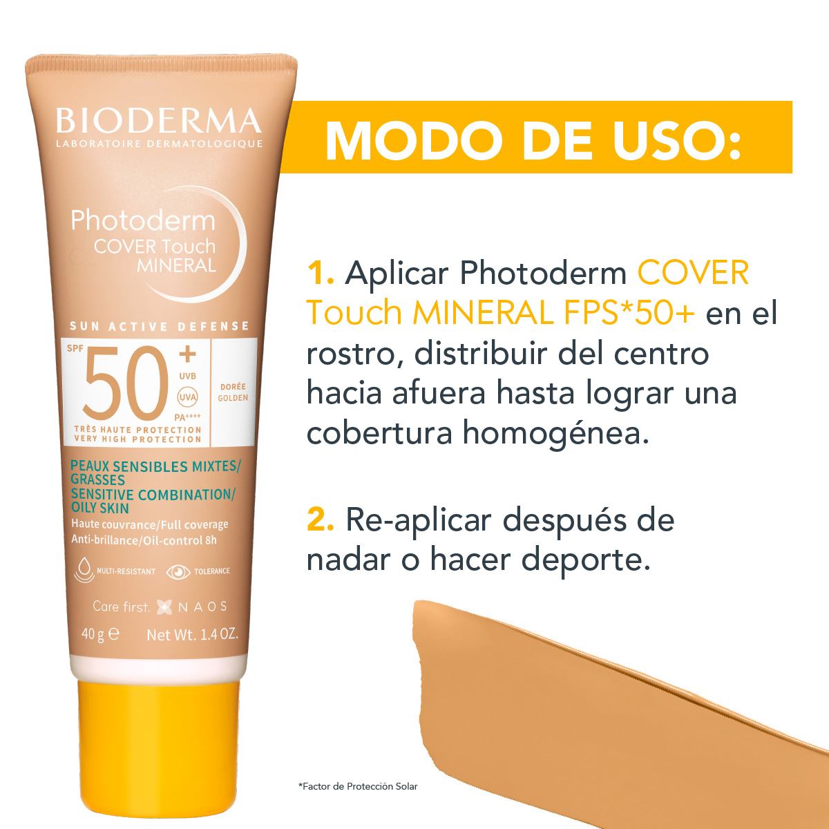 Photoderm Cover Touch Mineral SPF 50+ Tono Dorado 40gr