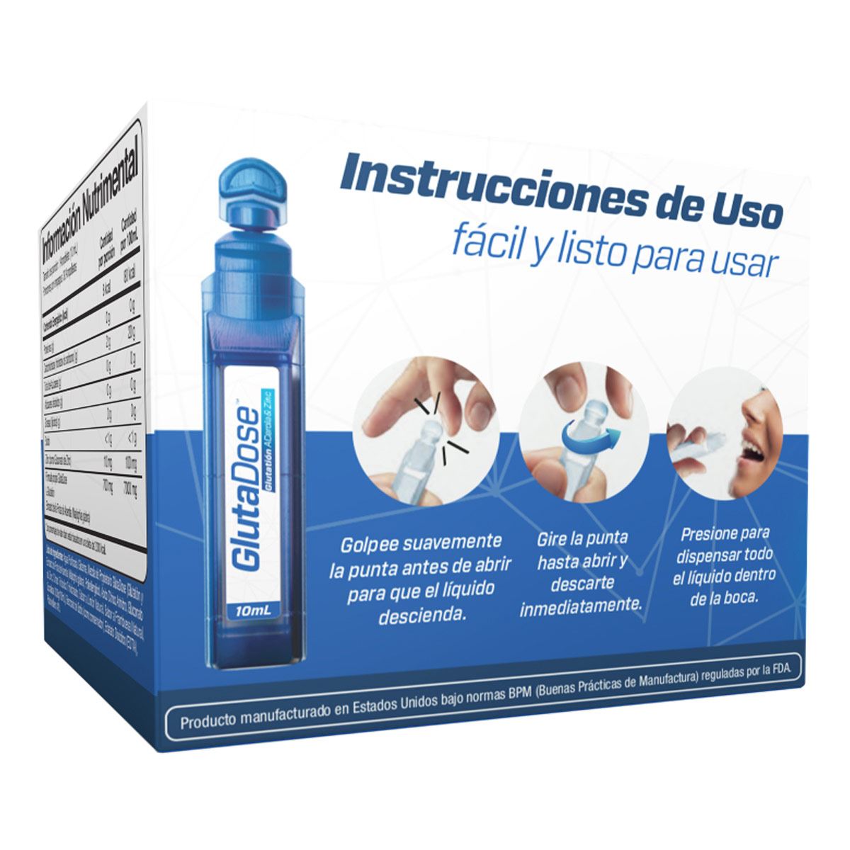 Glutadose 30amp10ml c/u sup alimenticio