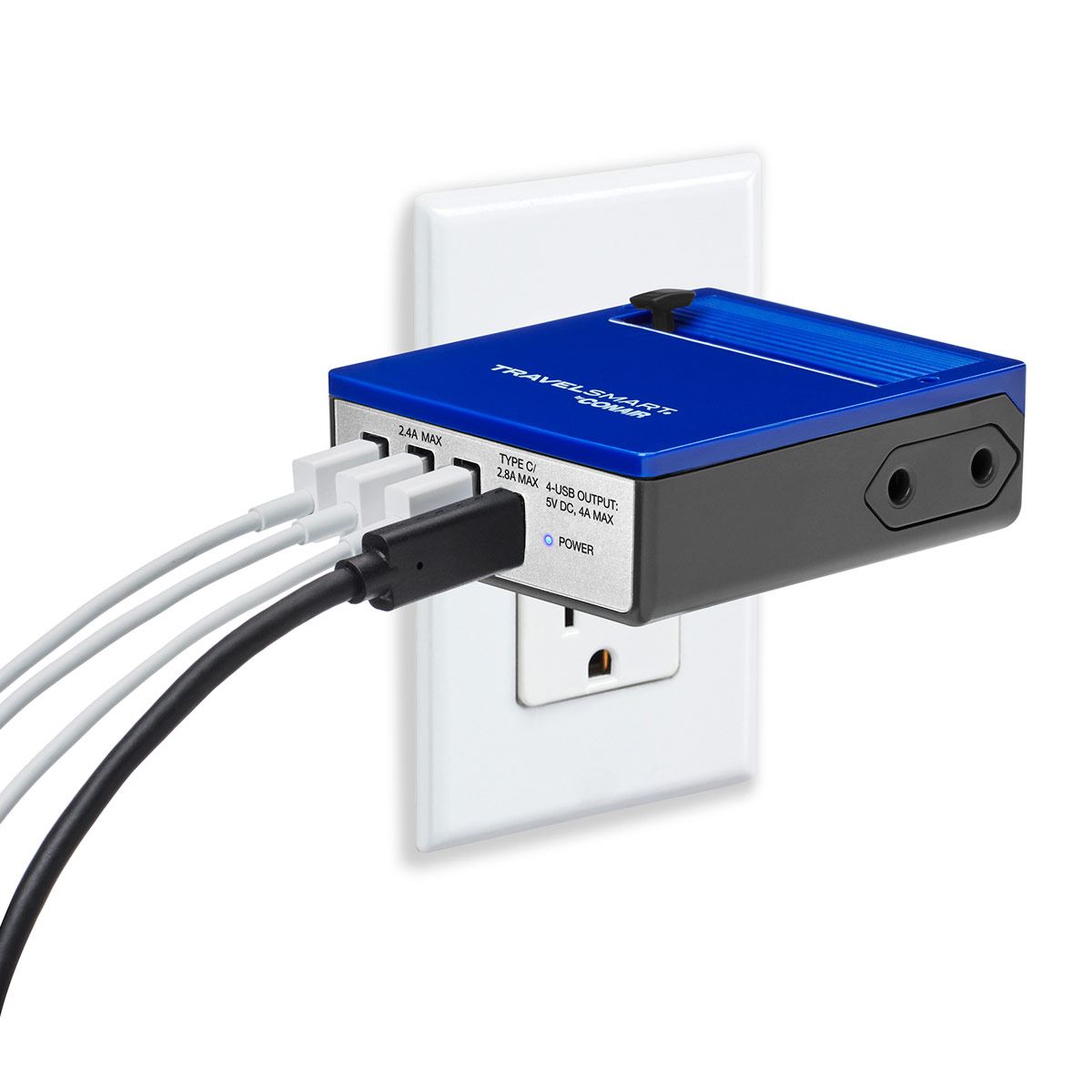 CARGADOR Y CONVERTIDOR USB INTERNACIONAL HASTA 4 CABLES