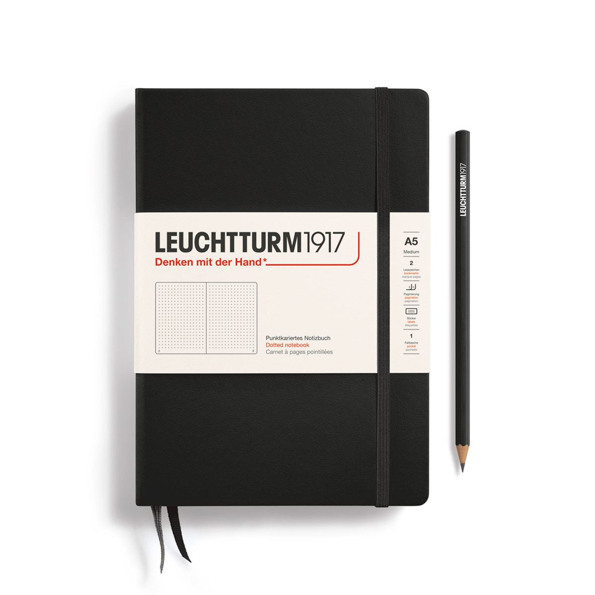 Cuaderno Leuchtturm Negro A5 Punteado