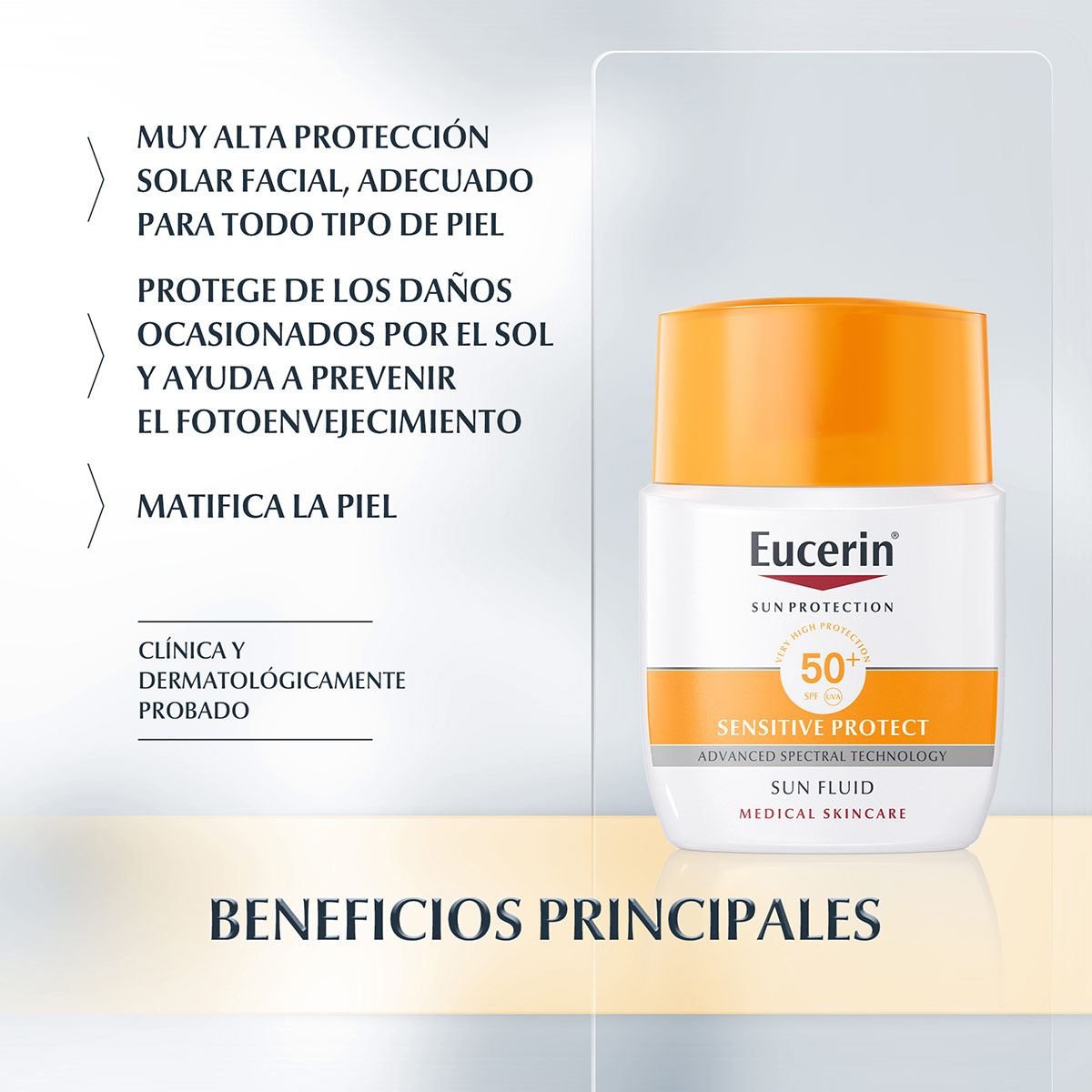 Eucerin Sun, Fluido Facial Matificante FPS 50+, 50ml