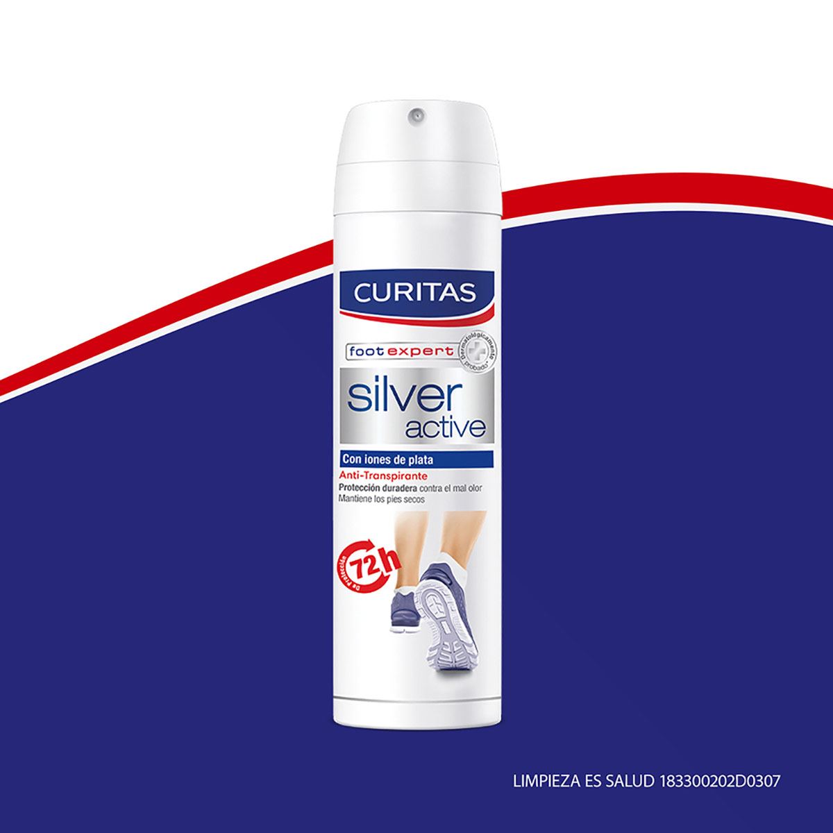 Curitas Desodorante para pies anti micótico Silver Active, 48 horas de protección contra el mal olor