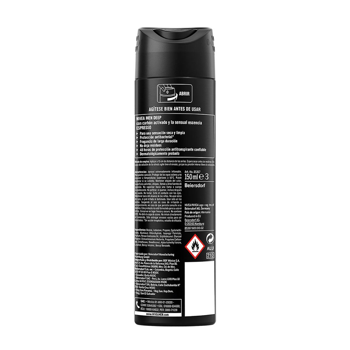 Nivea Men Desodorante Antitranspirante Hombre Deep Espresso Spray, 150ml