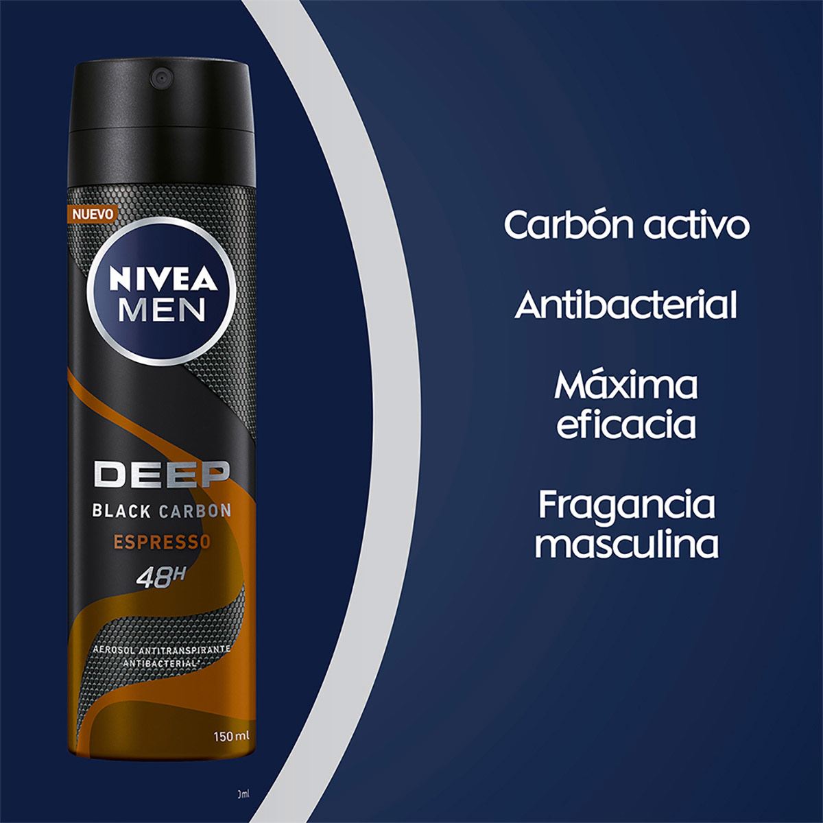 Nivea Men Desodorante Antitranspirante Hombre Deep Espresso Spray, 150ml