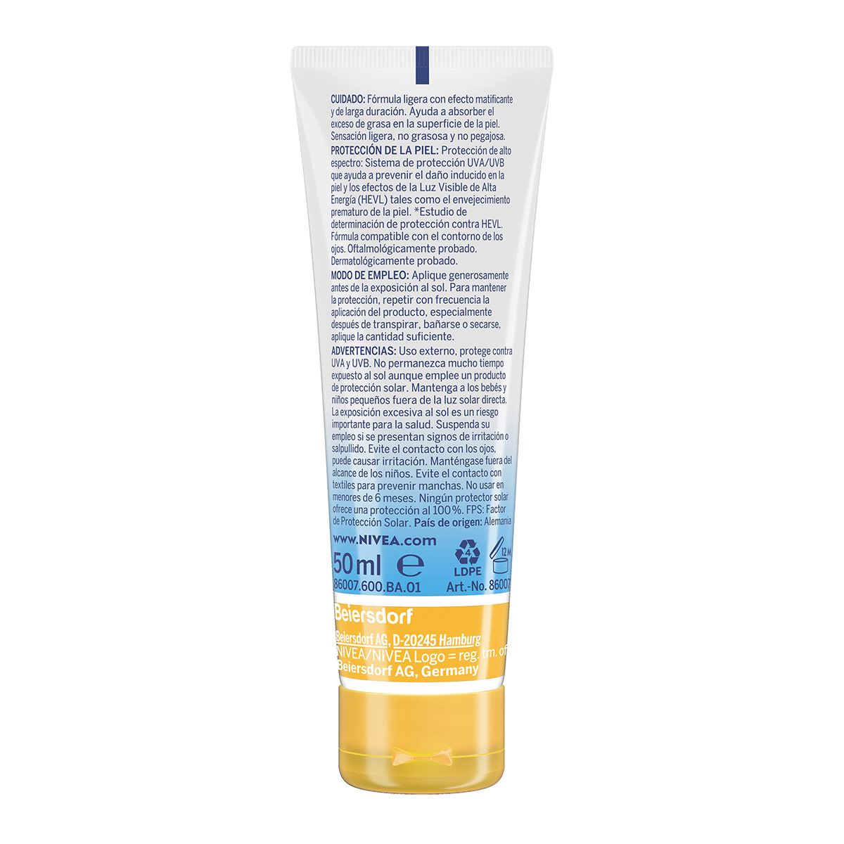 Nivea Protector Solar Facial Matificante FPS 50+ 50ml