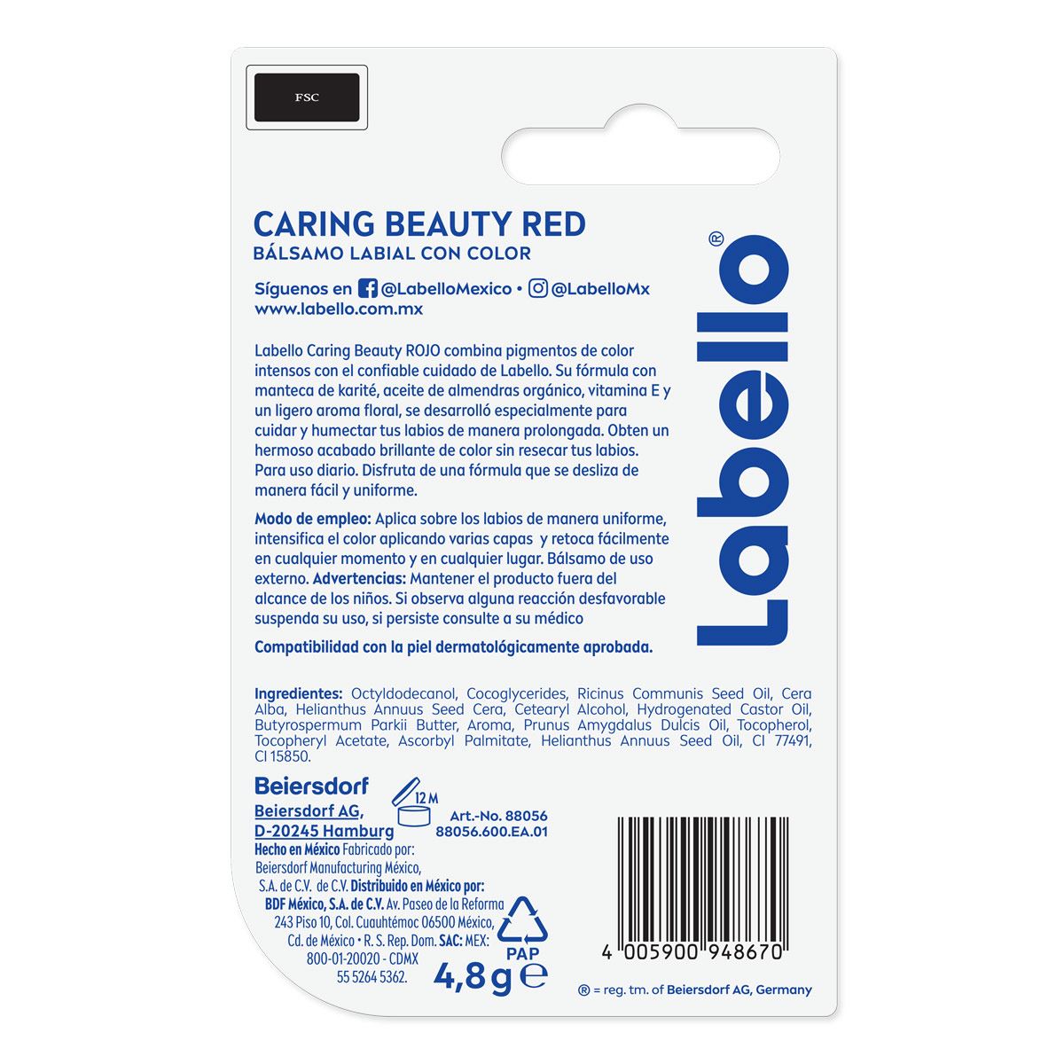 POMADA LABELLO BEL ROJO 5.5ML E12