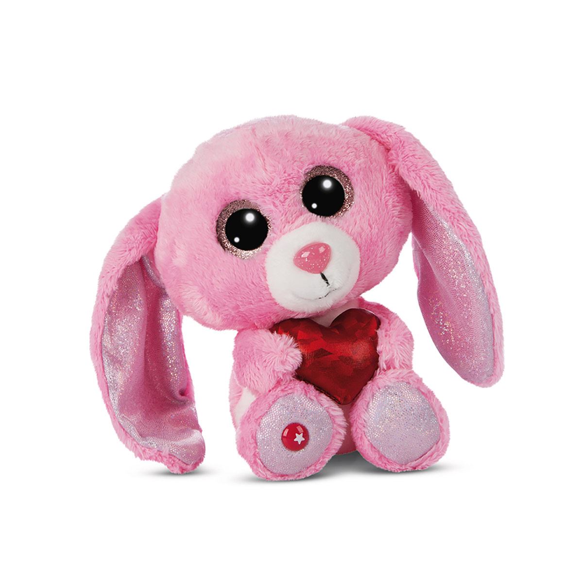 Peluche Conejo Sentado Ojos Brillantes Rosa - Alta Calidad