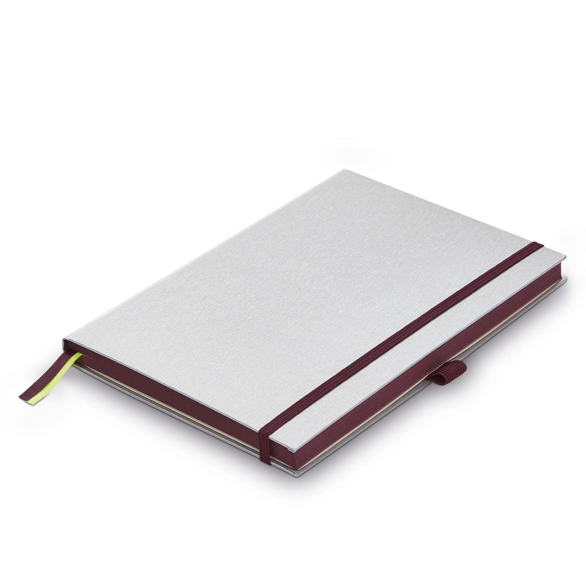 Libreta de pasta dura mediana A5 plata con detalles en morado
