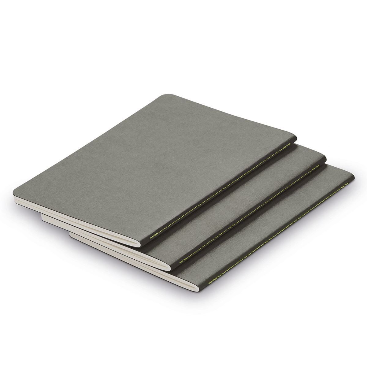 Cuadernillo de tapa suave A5 gris con detalles verdes