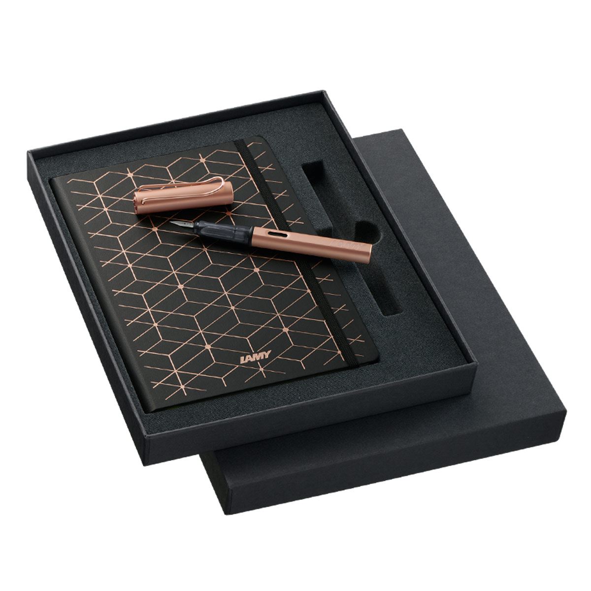 Estuche pluma fuente lx rosegold más libreta