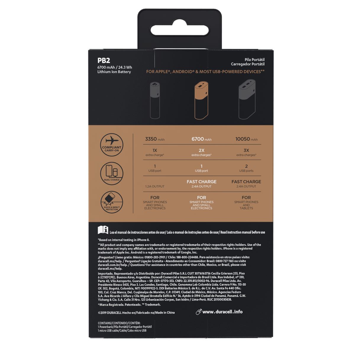 Power Bank Duracell 6700 MAH 2X
