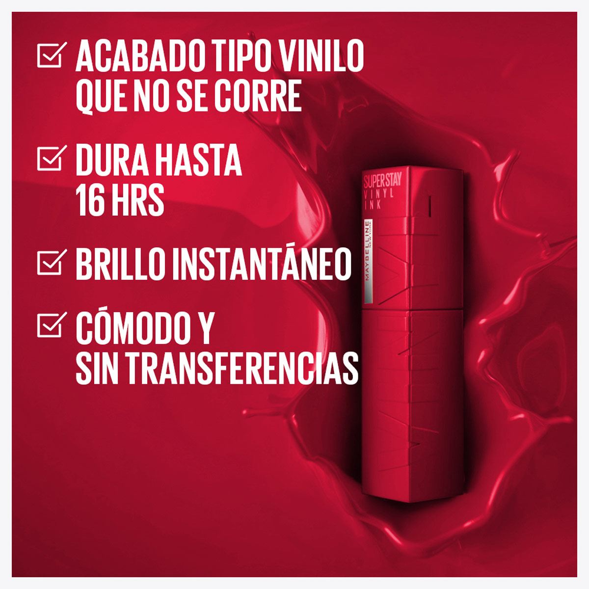 Labial Líquido Brillante, Maybelline Superstay Vinyl Ink Wicked 50