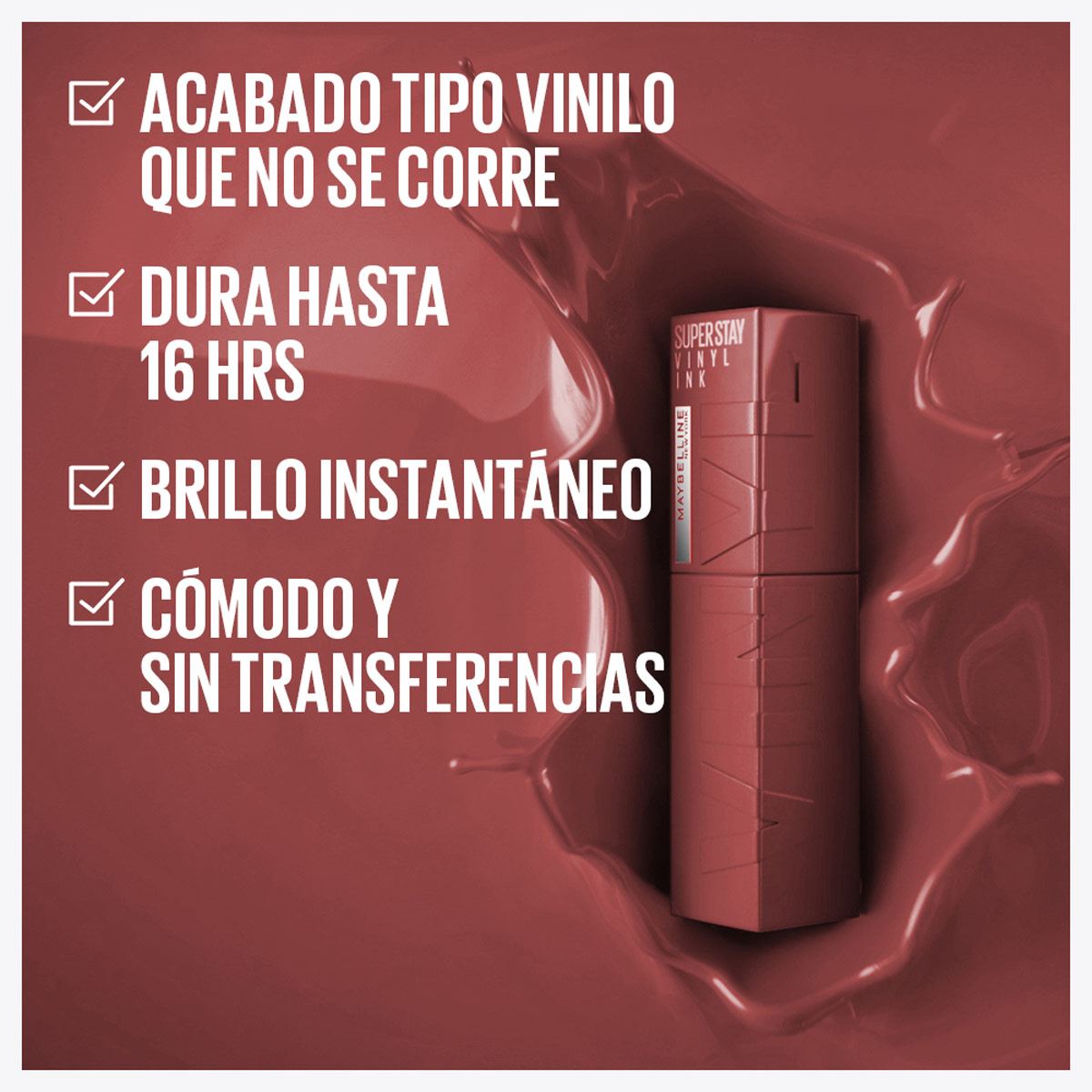 Labial Líquido Brillante, Maybelline Superstay Vinyl Ink Witty 40