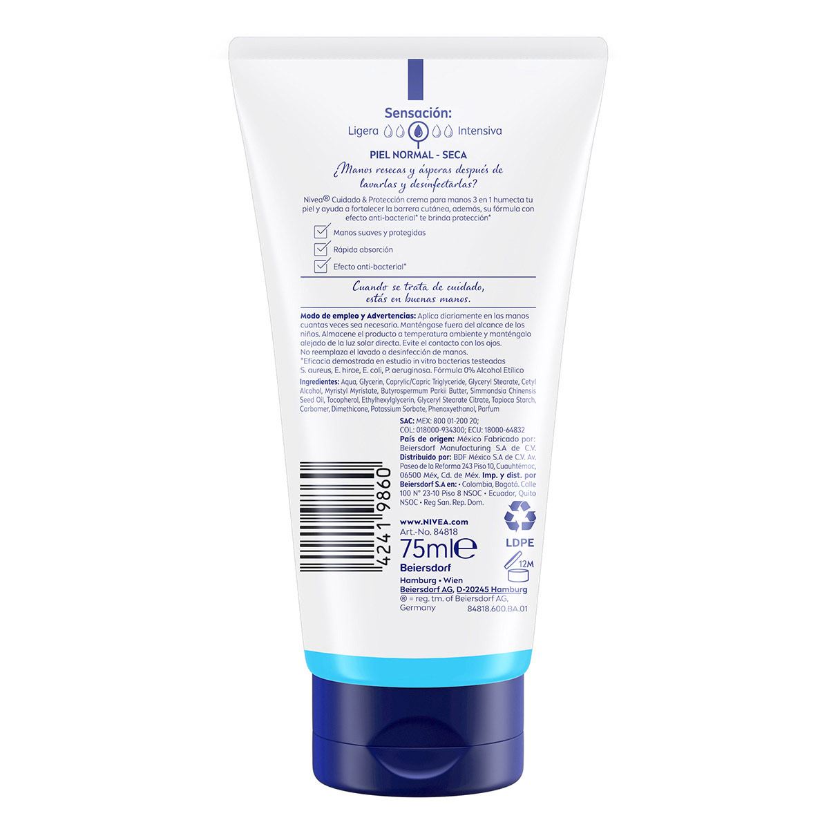 Nivea Crema Manos Antibacterial 75ml