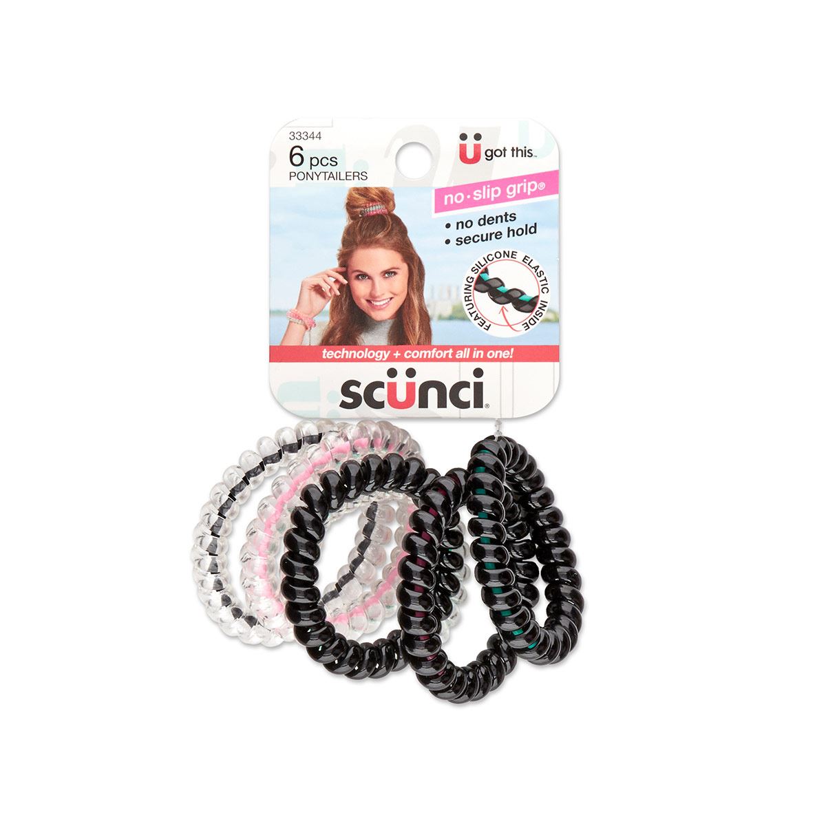 Ligas spirals antiderrapantes Scunci 6 pzas.