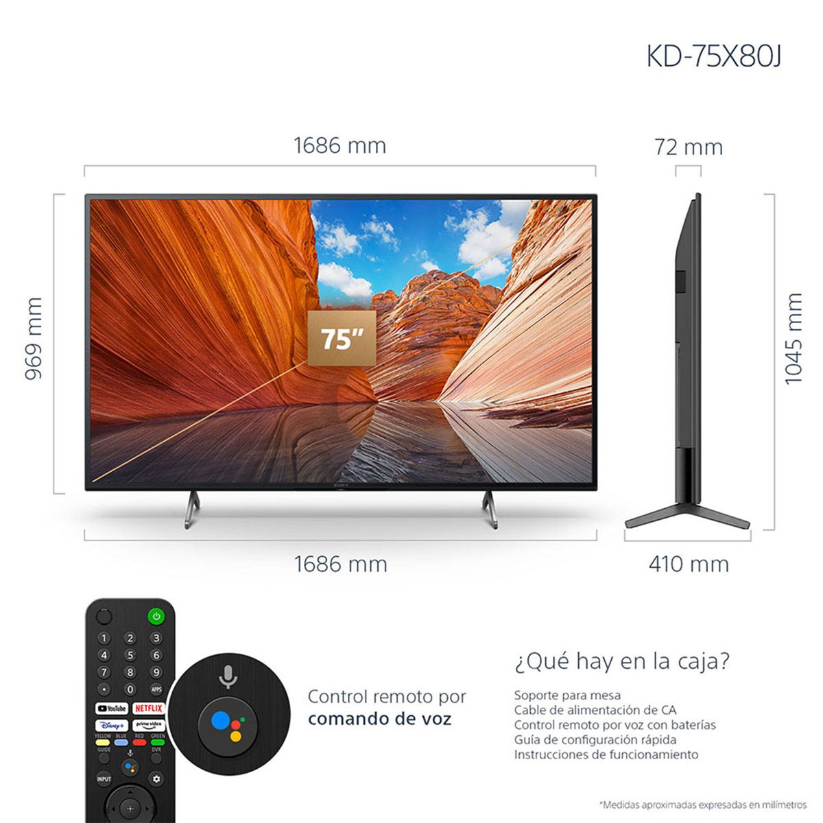 Pantalla Sony 4K Ultra HD 75 pulgadas Google TV Serie X80J