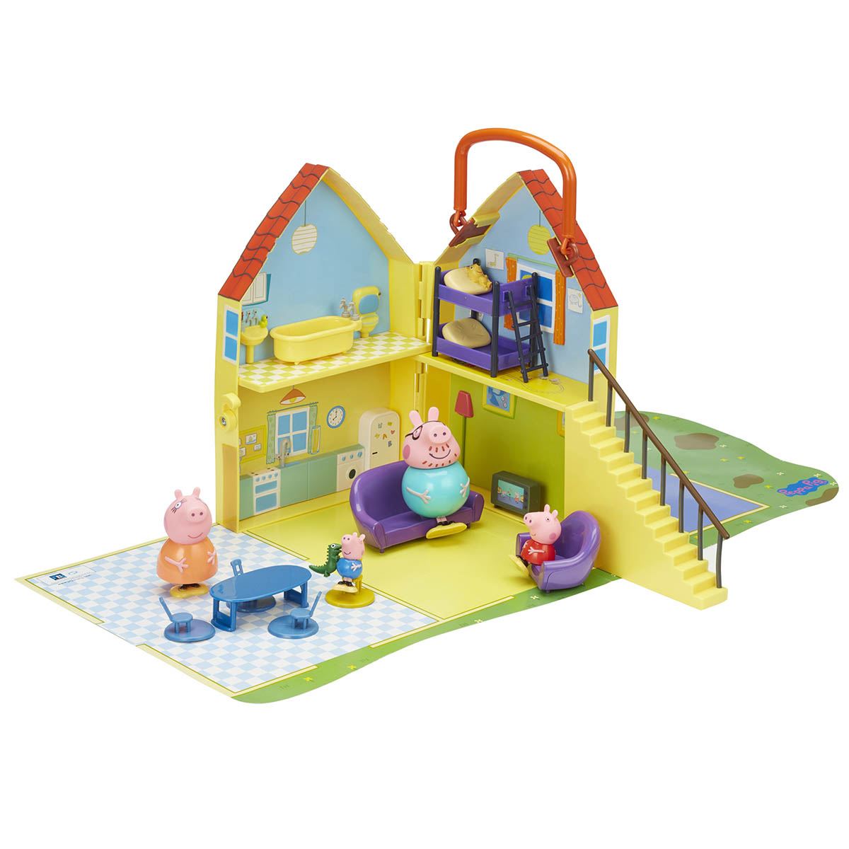 Peppa Casa con 4 Figuras + Playmat