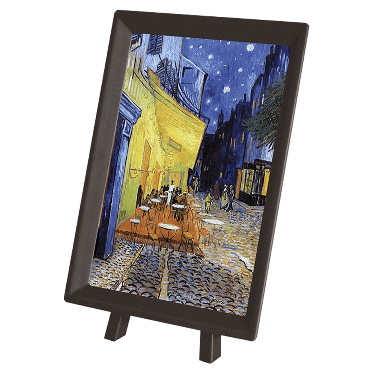 Rompecabezas Van Gogh: Café Terraza con Marco y Caballete 150 Piezas