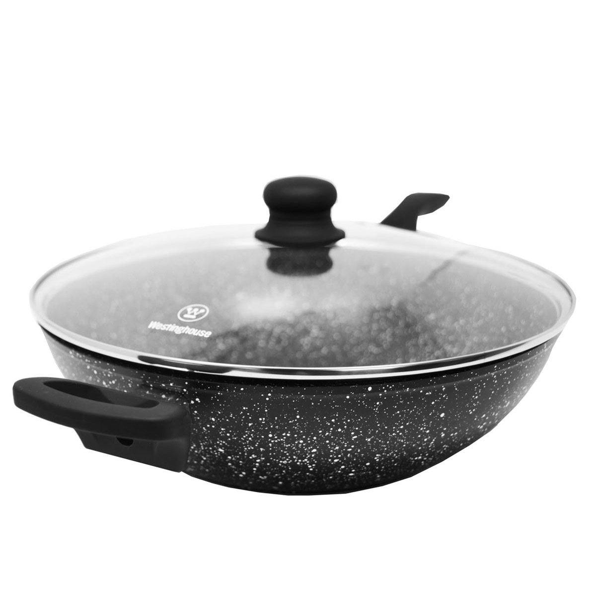 Wok Westinghouse Antiadherente de Mármol Negro 32 cm