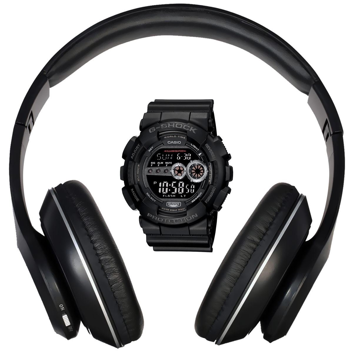 Set Reloj y Audífonos Mod. GD-100-1BBTS G-Shock Para Caballero