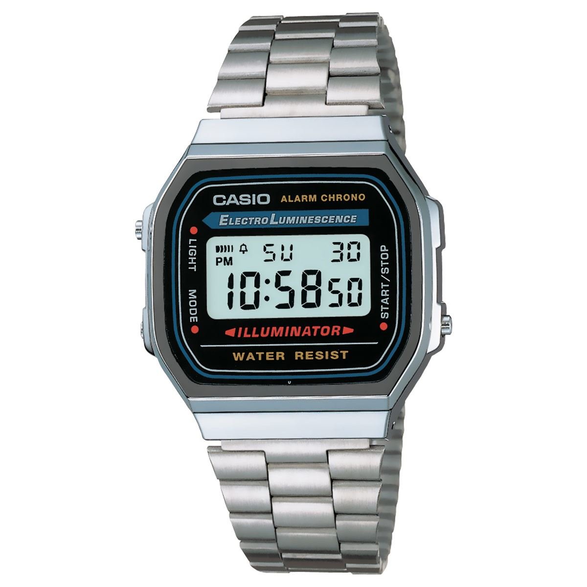 Casio Reloj clásico de cuarzo plateado con pantalla digital A700W-1ACF para  hombre, plateado, Classic