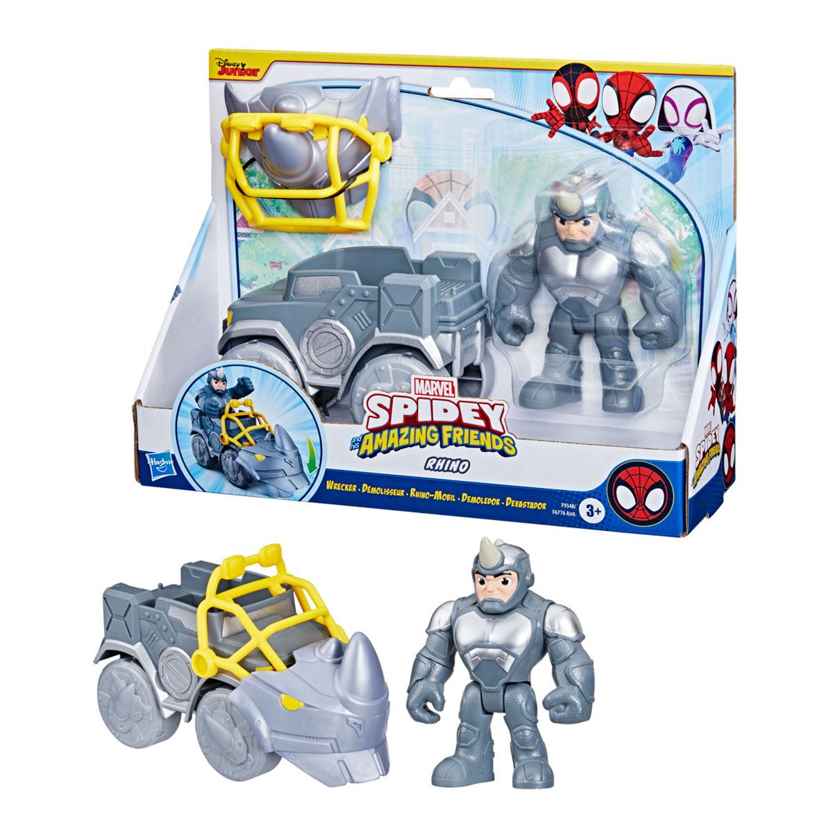 Marvel Spidey y sus Sorprendentes Amigos Vehículo y Figura Rhino