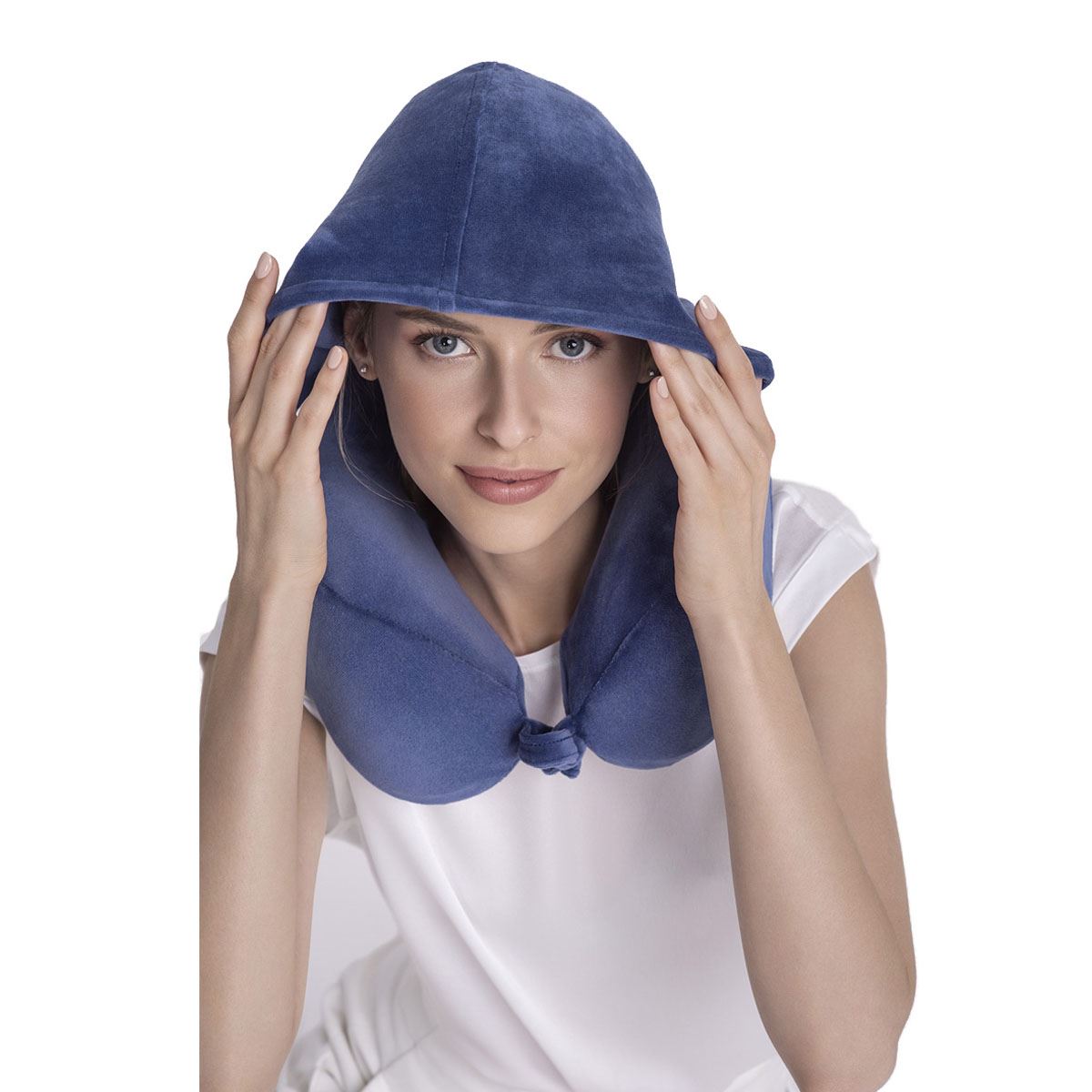 Almohada con Capucha Azul Travel Blue