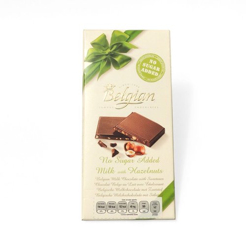 Barra de Chocolate con leche y avellanas sin azúcar Belgian 100g