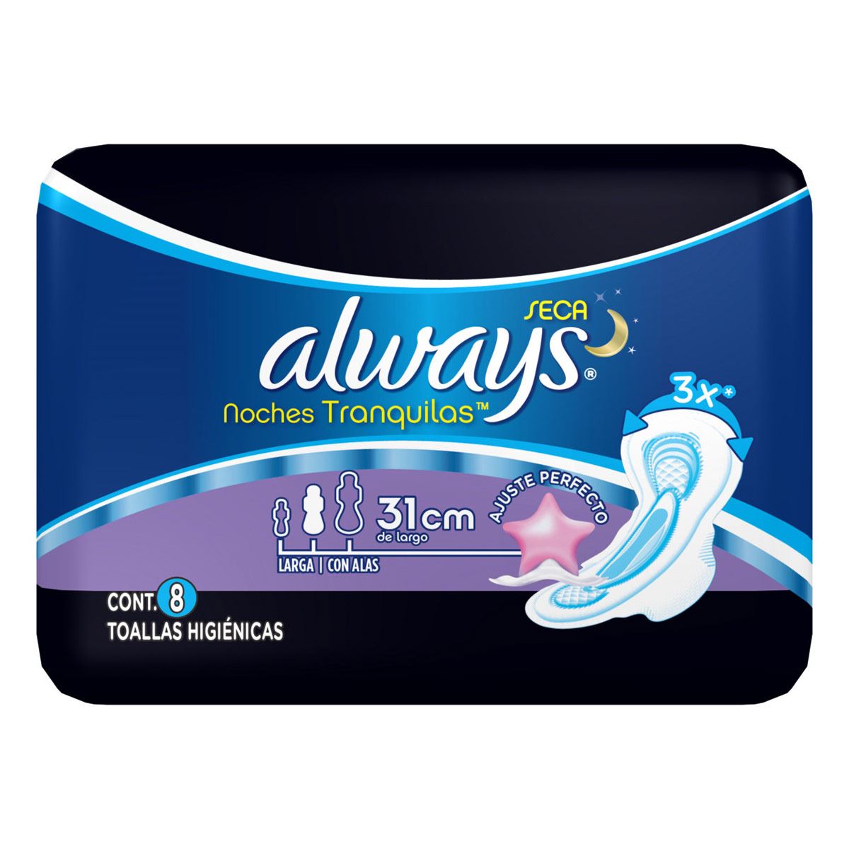 Toallas Sanitarias Nocturnas Con Alas 8 Piezas Always