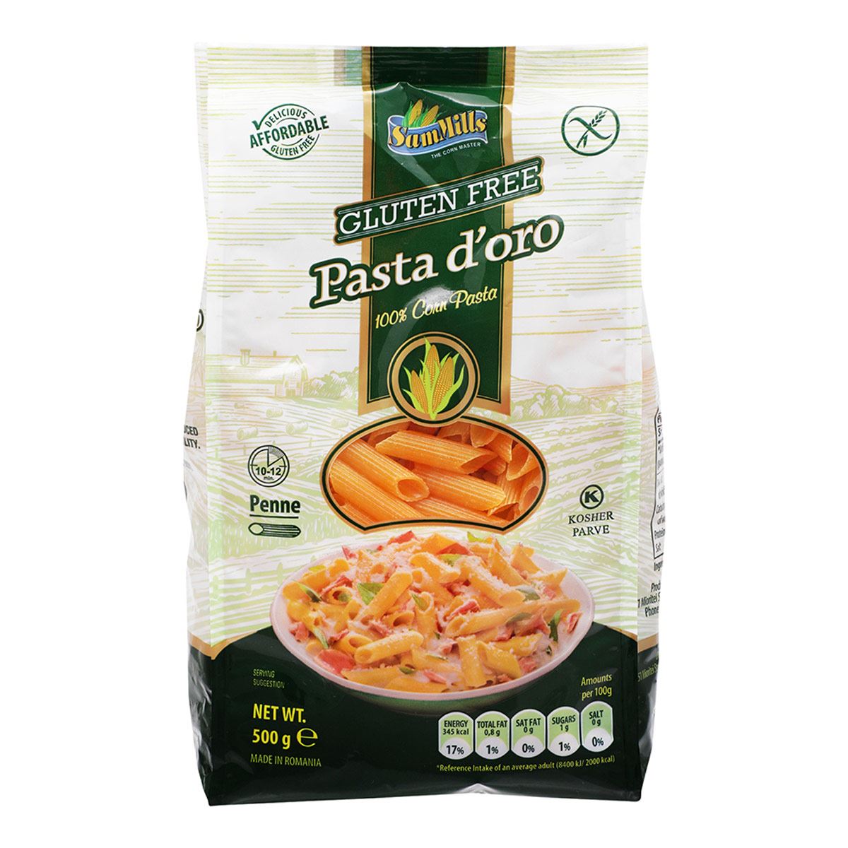 Pasta D´Oro Sam Mills Plumas Libre de Gluten 500 Grs.