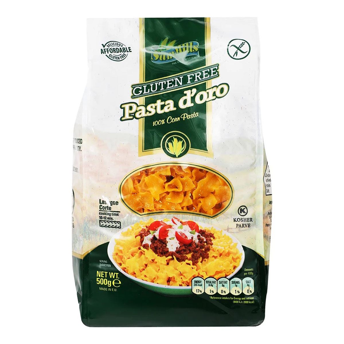 Pasta D´Oro Sam Mills Lasagna Libre de Gluten 500 Grs.