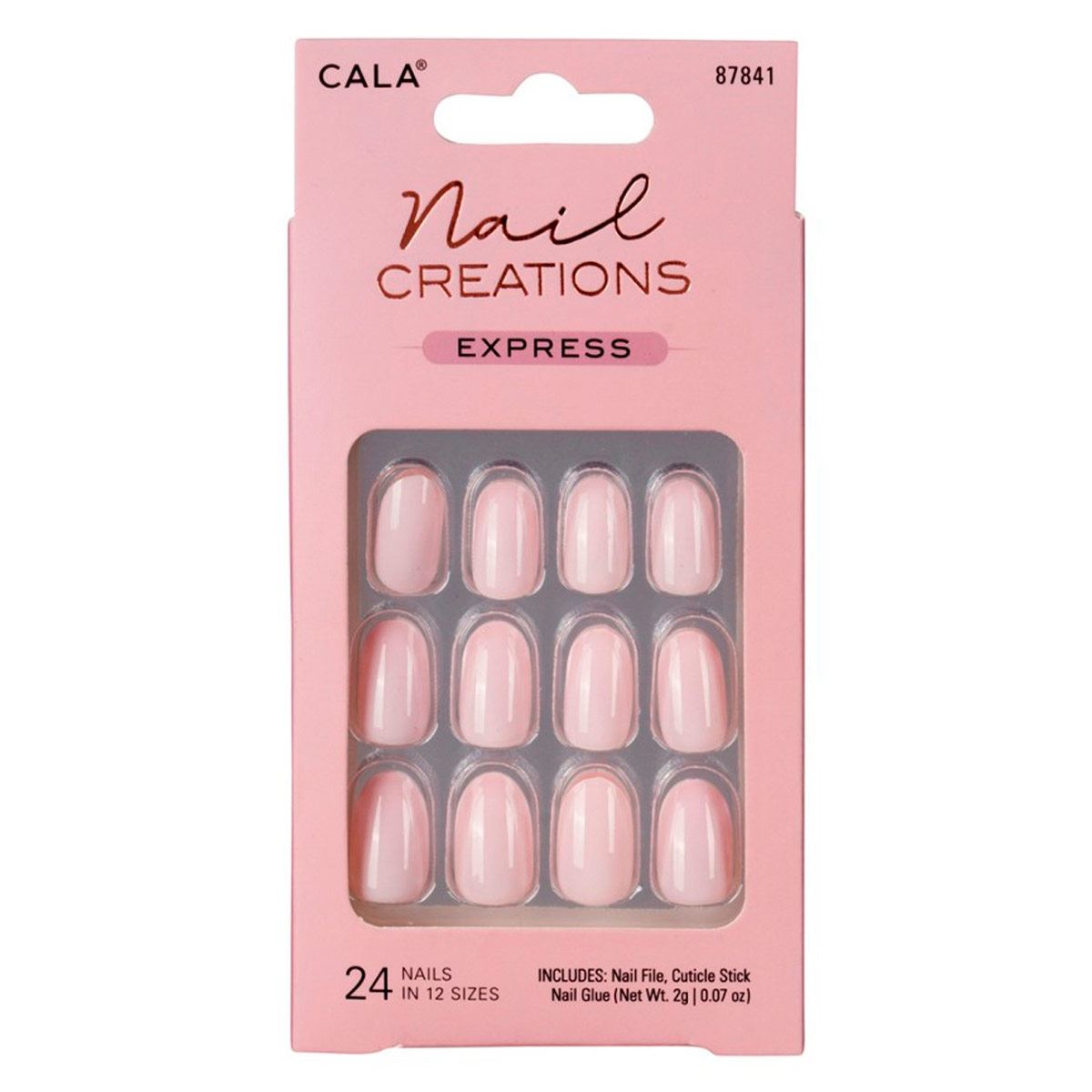 Kit Uñas Postizas Nail Creations Express Oval Rosa Bebé 24 piezas