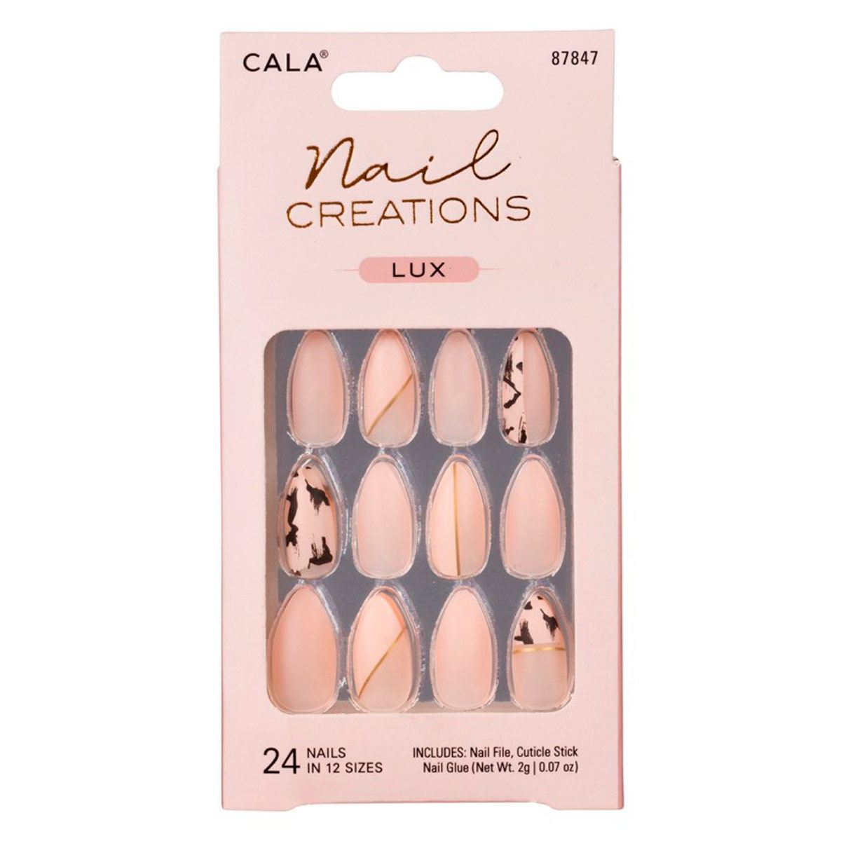 Kit Uñas Postizas Nail Creations Lux Stiletto Abstracto 24 piezas