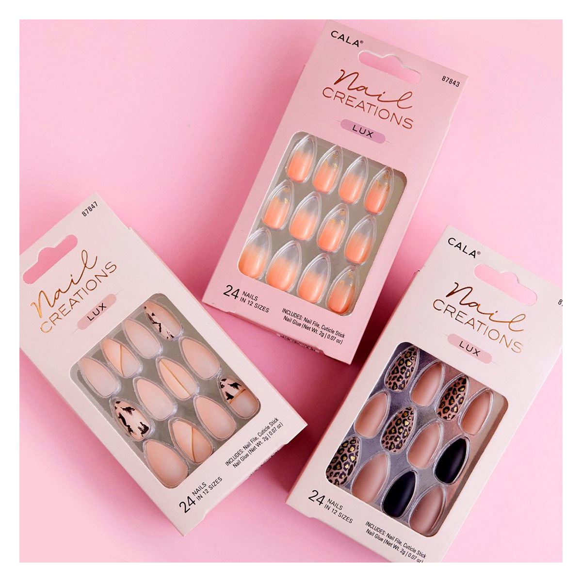 Kit Uñas Postizas Nail Creations Lux Stiletto Abstracto 24 piezas