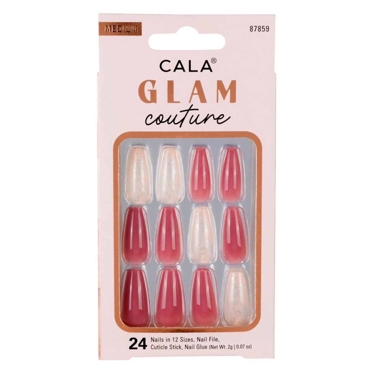Kit Uñas Postizas Med Coffin Marble 24 piezas