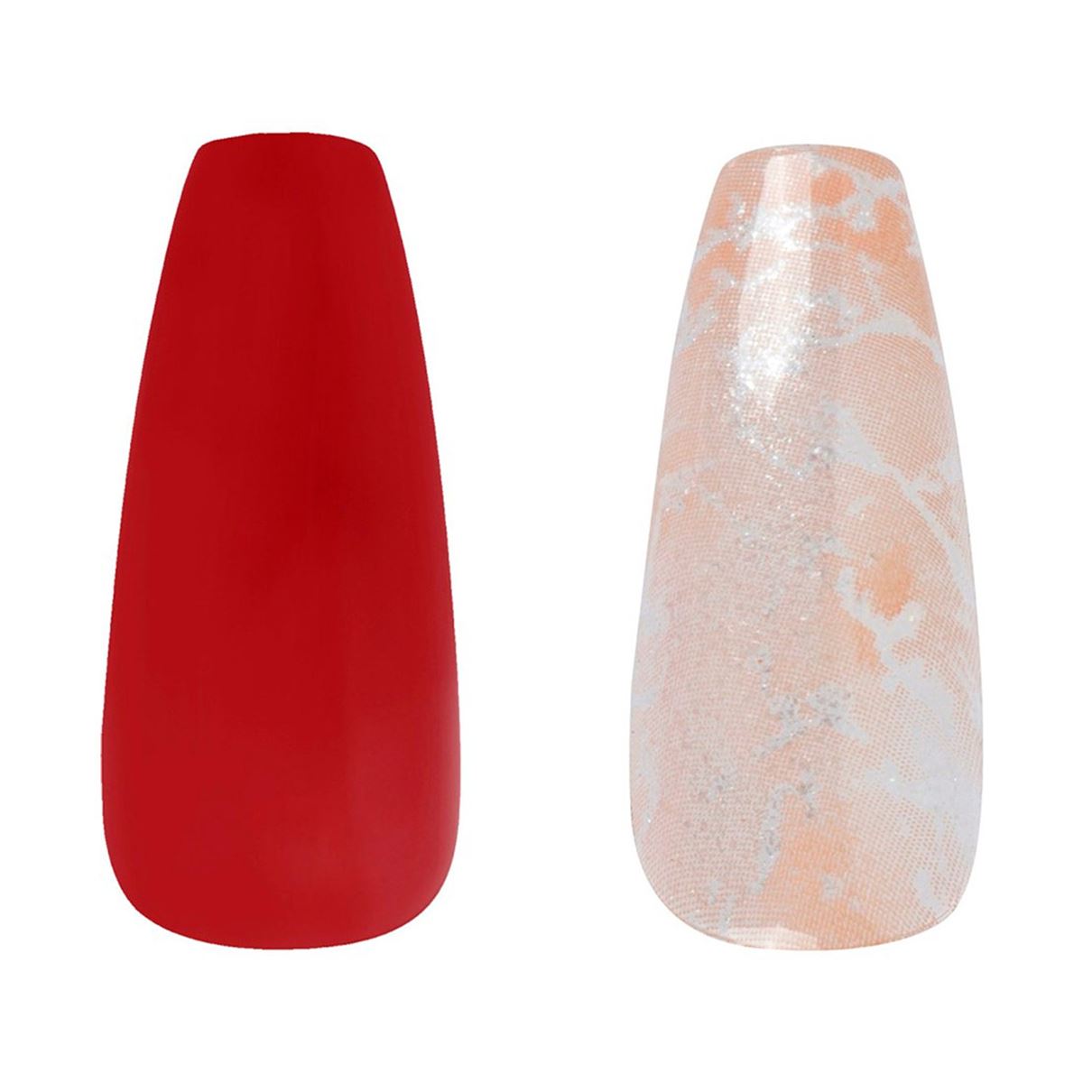 Kit Uñas Postizas Med Coffin Marble 24 piezas
