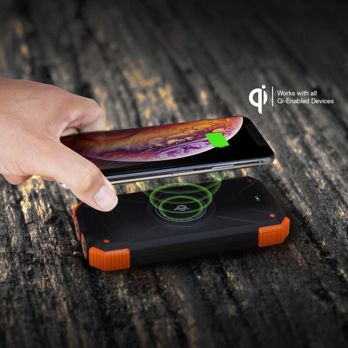 Batería Power Bank Wireless Solar 10000 Mah En Negro