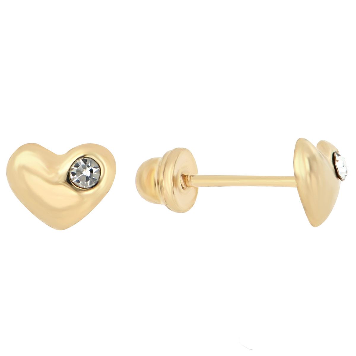 Broqueles HERS Corazón Chispa Cristal en Oro de 14 K