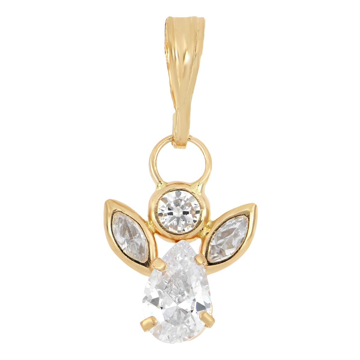 Dije HERS Angelo Celeste Cristal en Oro de 14 K