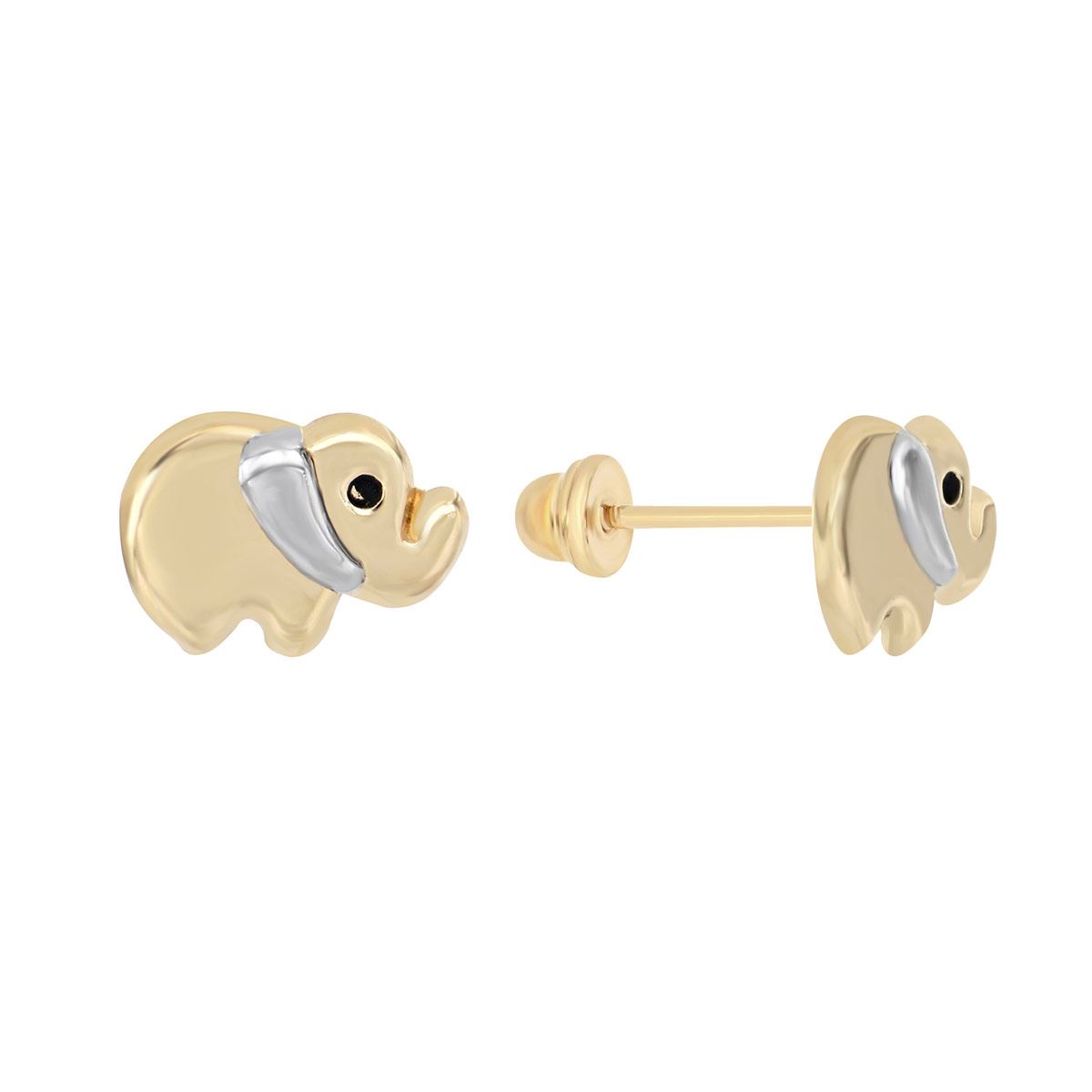 Aretes elefante de oro de 14k