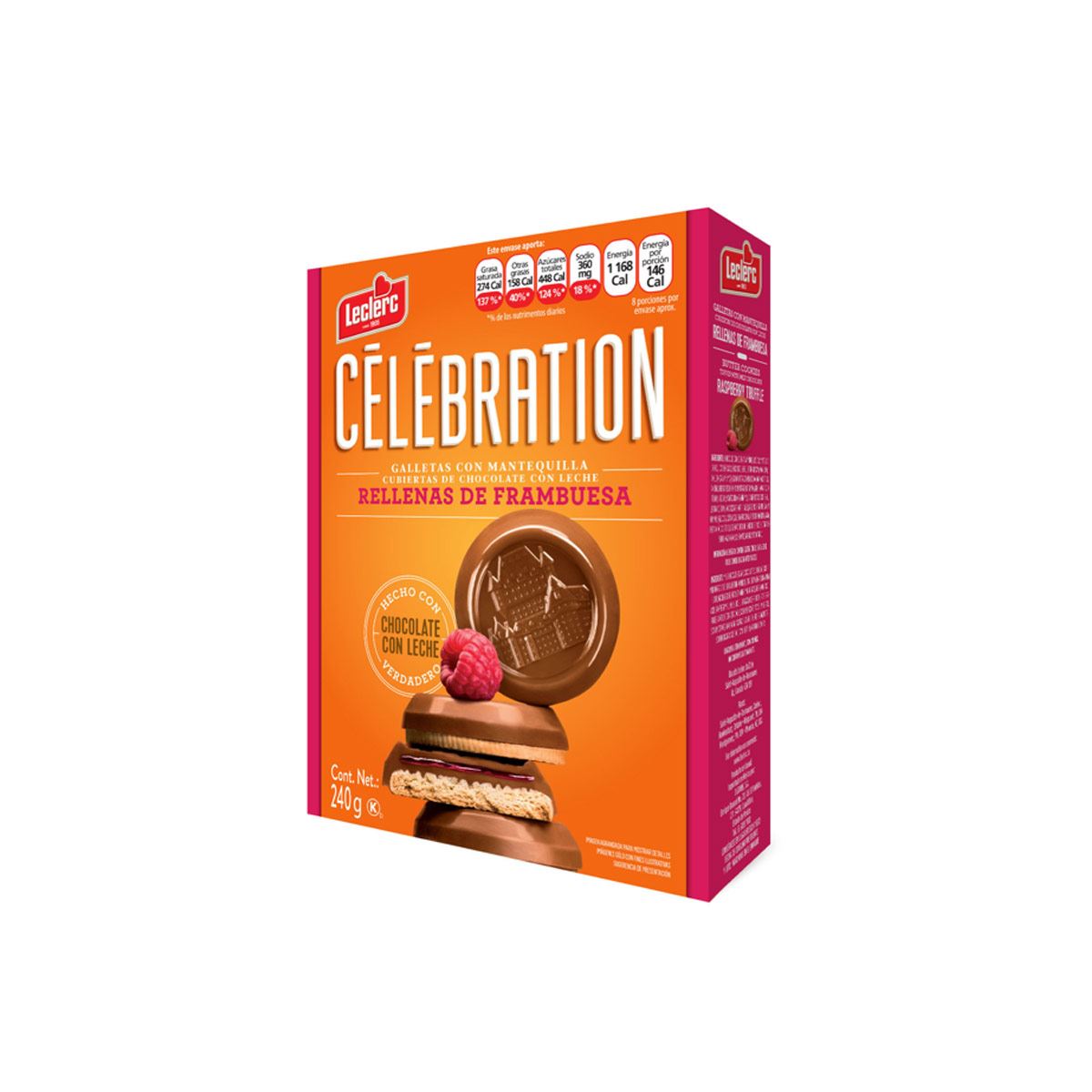 Galletas Rellena de frambuesa con chocolate celebration 240