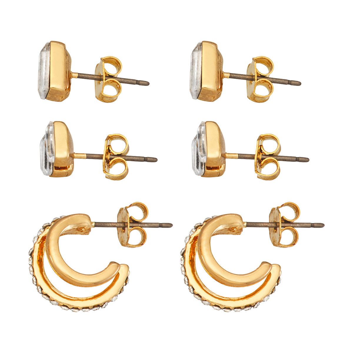 Aretes Tipo Botón con Incrustaciones de Cristal Nine West