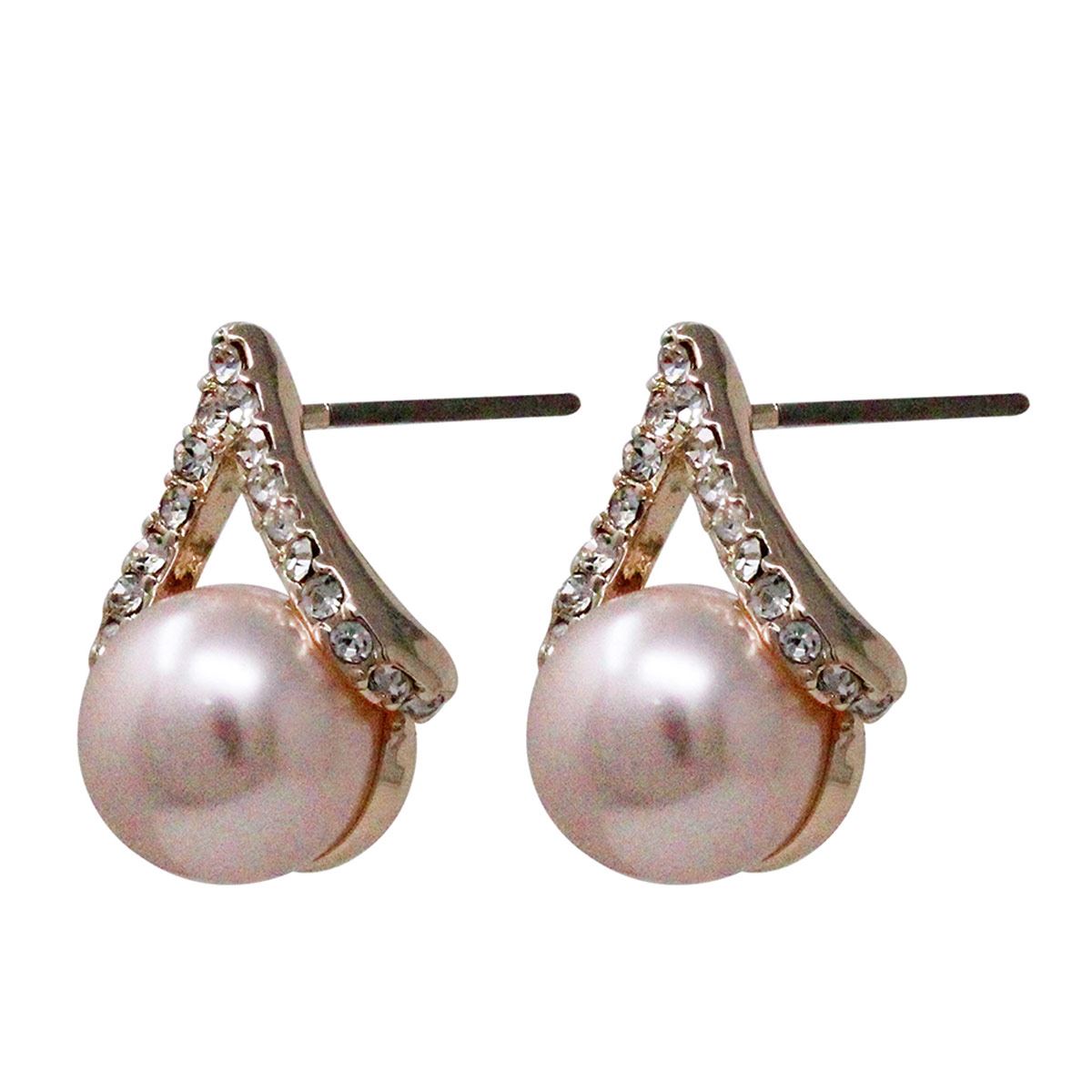 Aretes Rose Gold Tipo Botón con Detalle en Imitación Perla Youre Invited