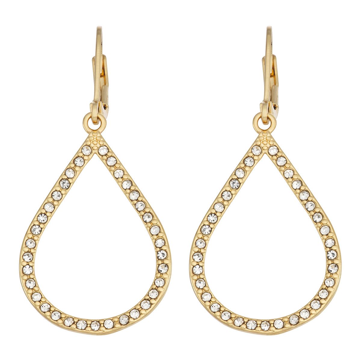 Aretes Colgantes Forma de Gota con Detalle Pavonado en Cristal Napier