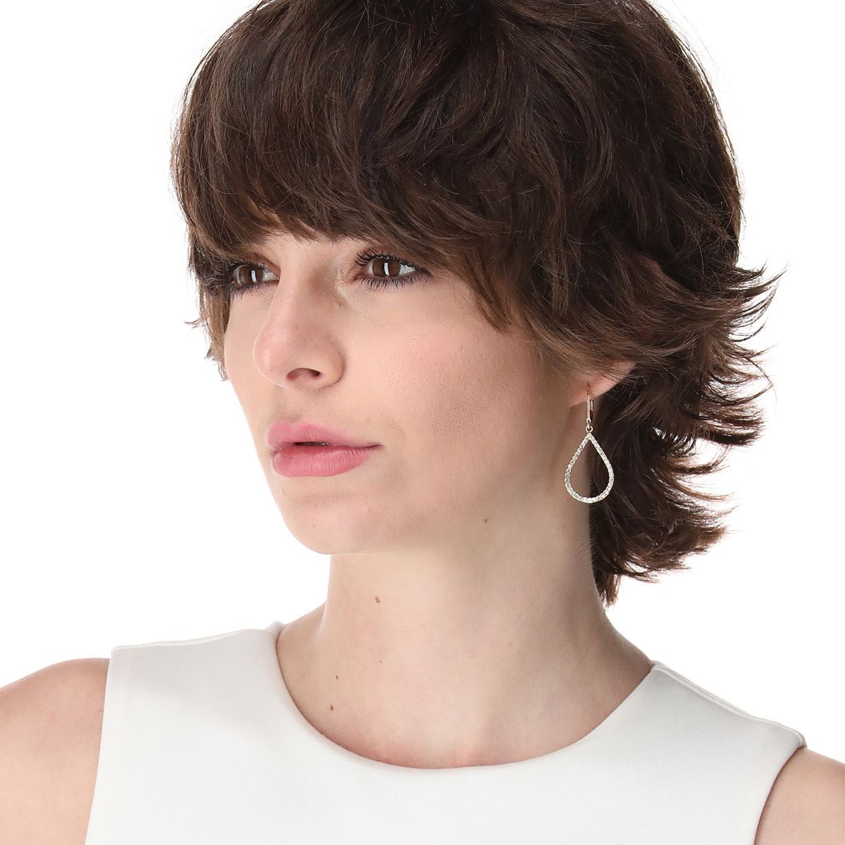 Aretes Colgantes Forma de Gota con Detalle Pavonado en Cristal Napier