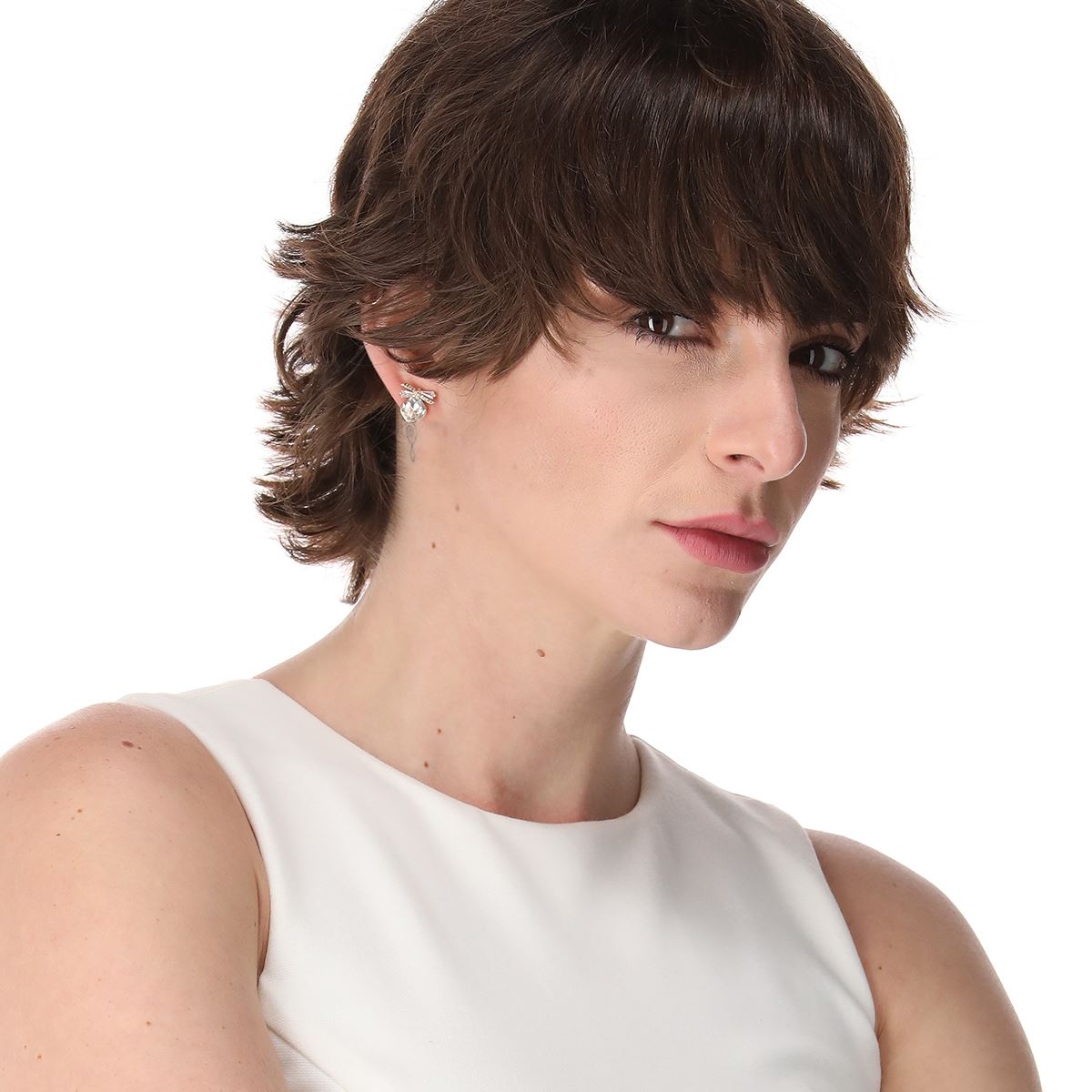 Aretes Tipo Botón con Incrustaciones de Zirconia Cúbica Napier