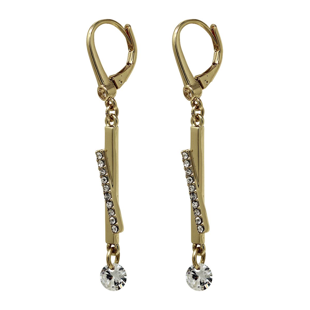 Aretes Silueta Colgante Estructura Detalle Pave DKNY