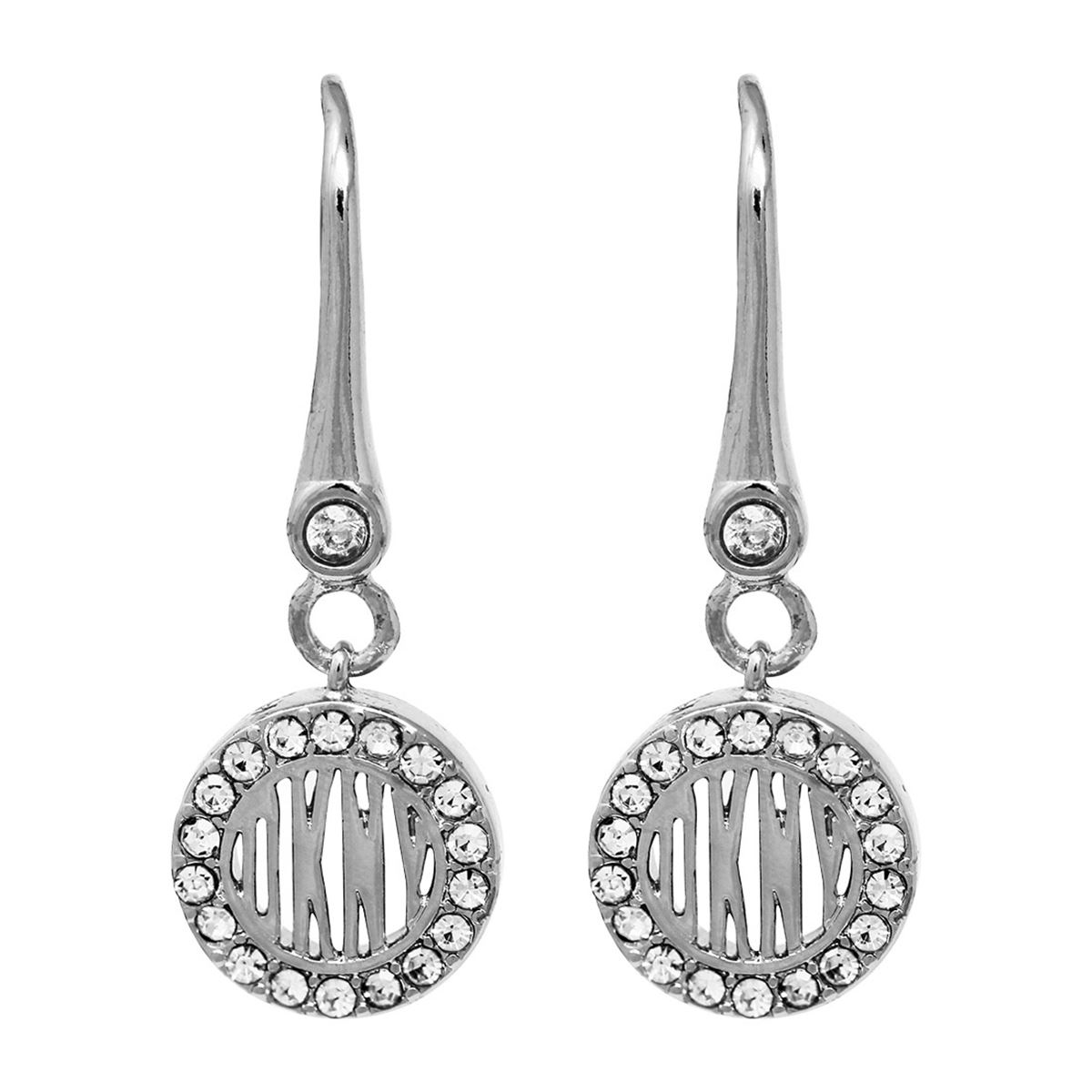 Aretes Colgantes con Logo detalle Pave DKNY